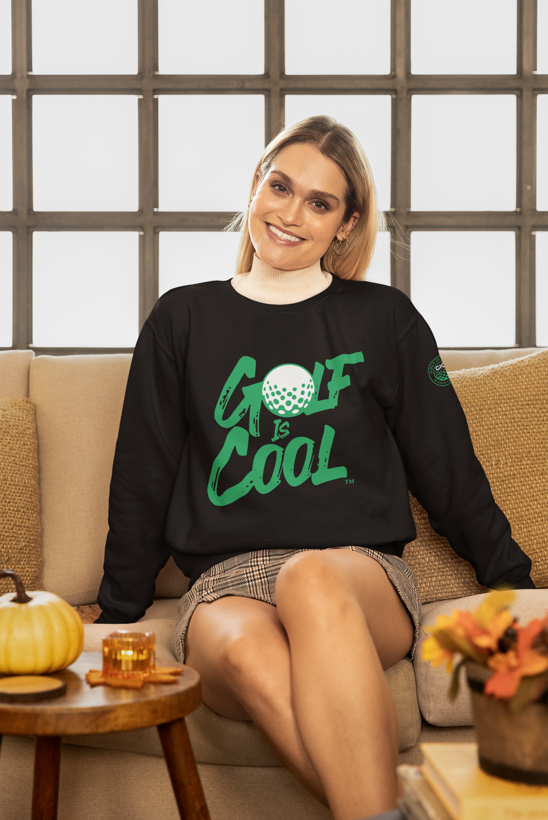 Golf is Cool Black/Green Logo Crewneck