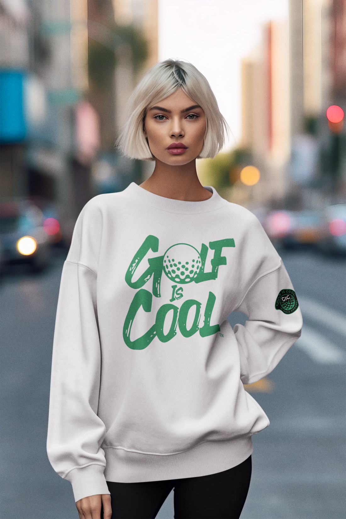 Golf is Cool Black/Green Logo Crewneck