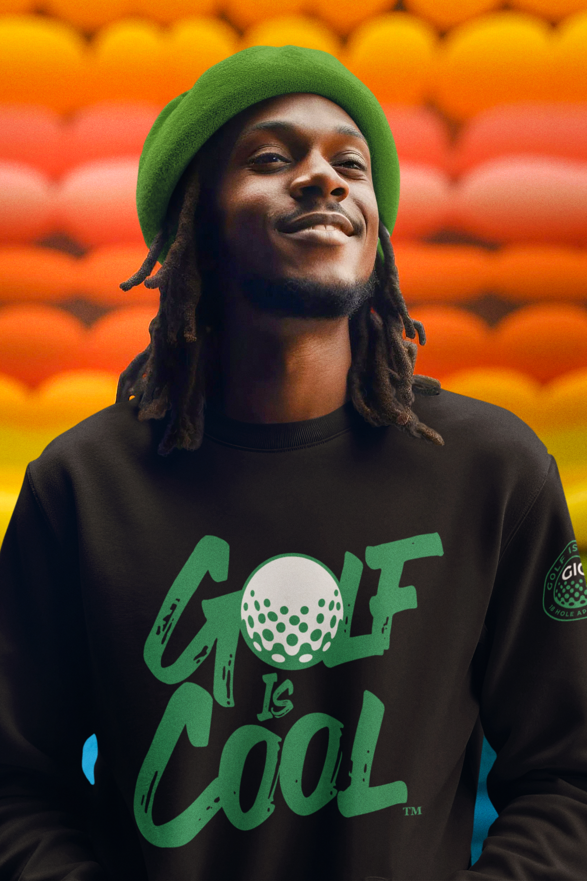 Golf is Cool Black/Green Logo Crewneck