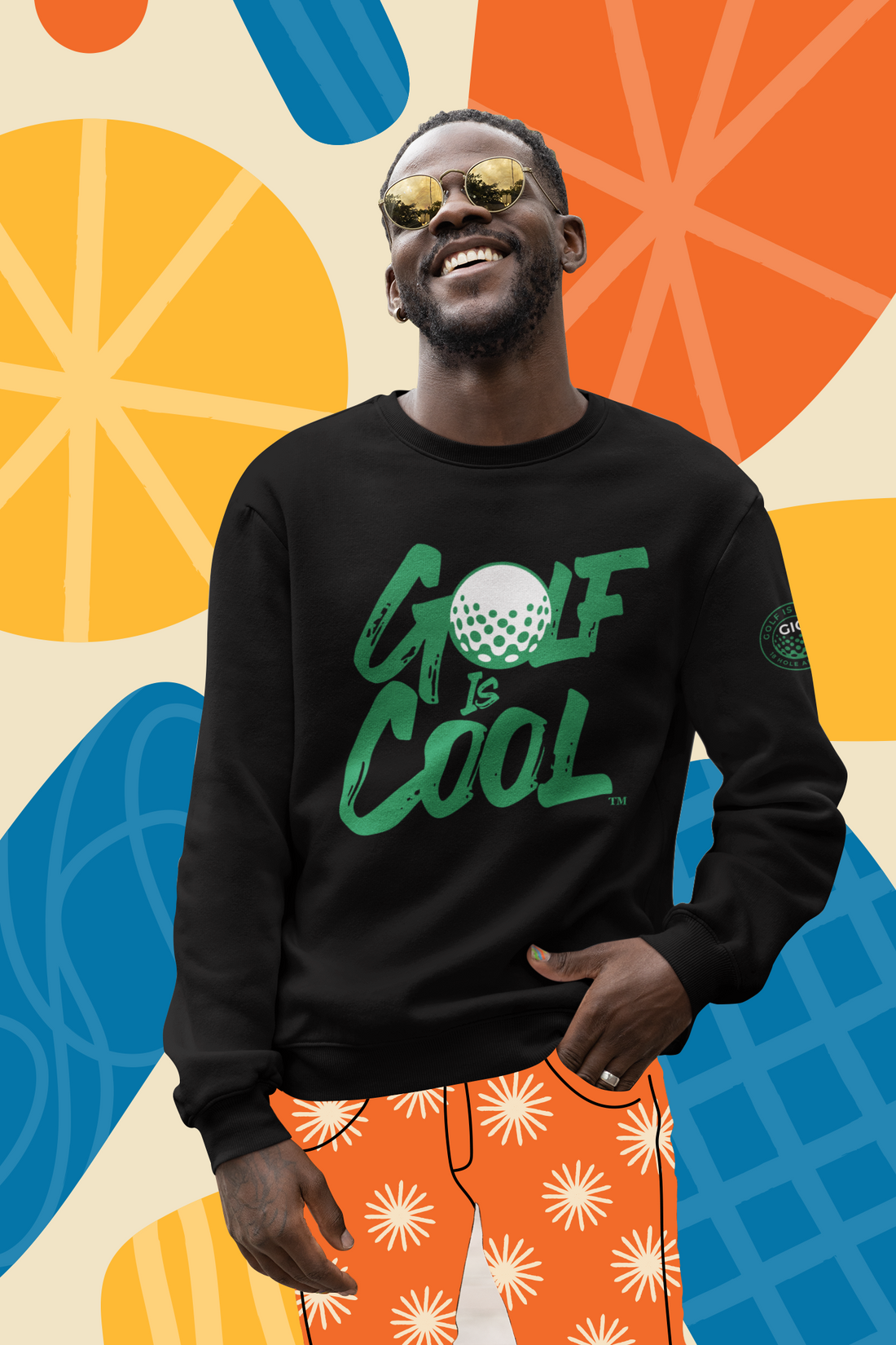 Golf is Cool Black/Green Logo Crewneck