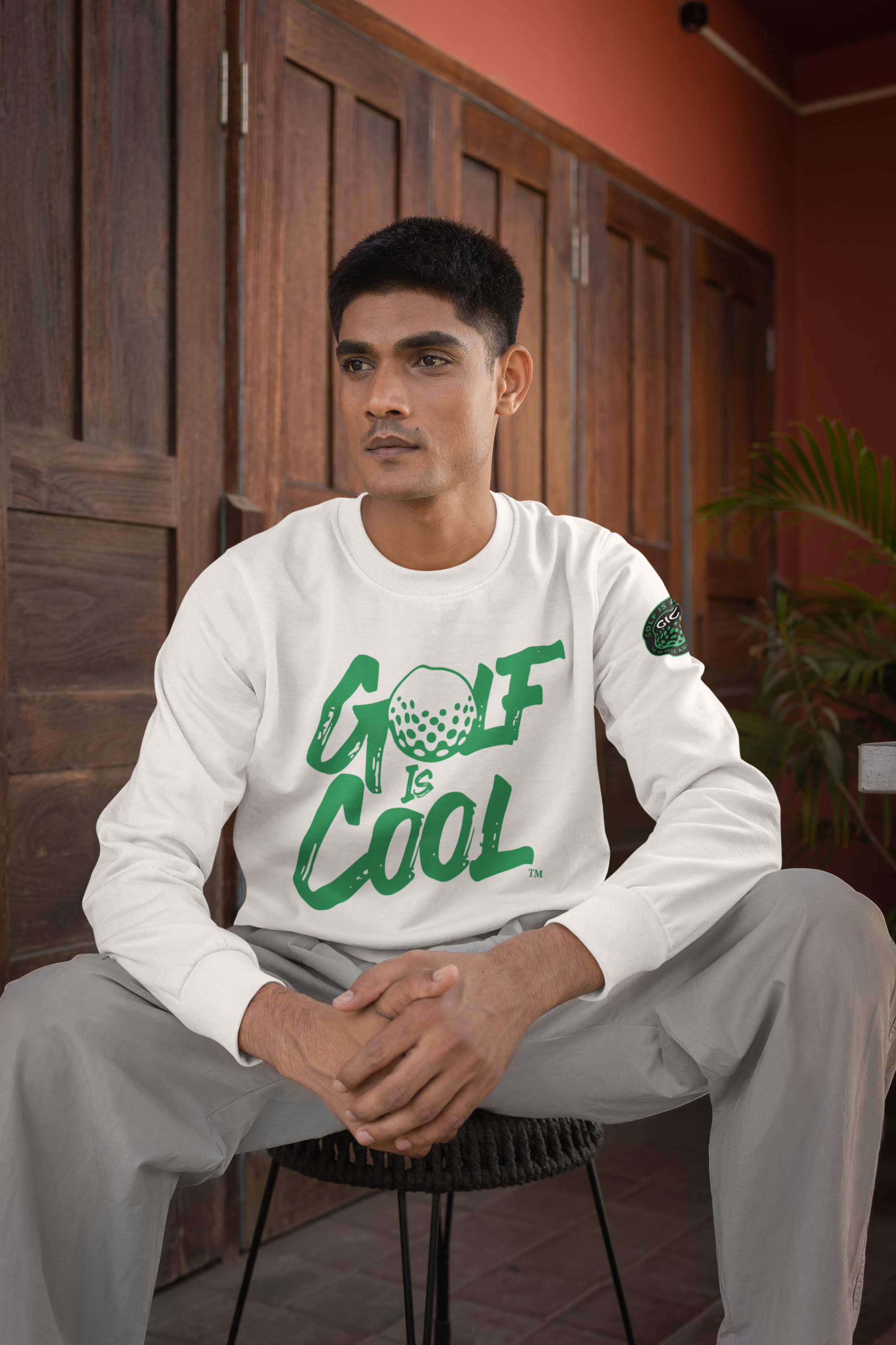 Golf is Cool Black/Green Logo Crewneck