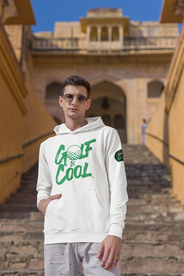 Golf is Cool White/Green Logo Hoodie