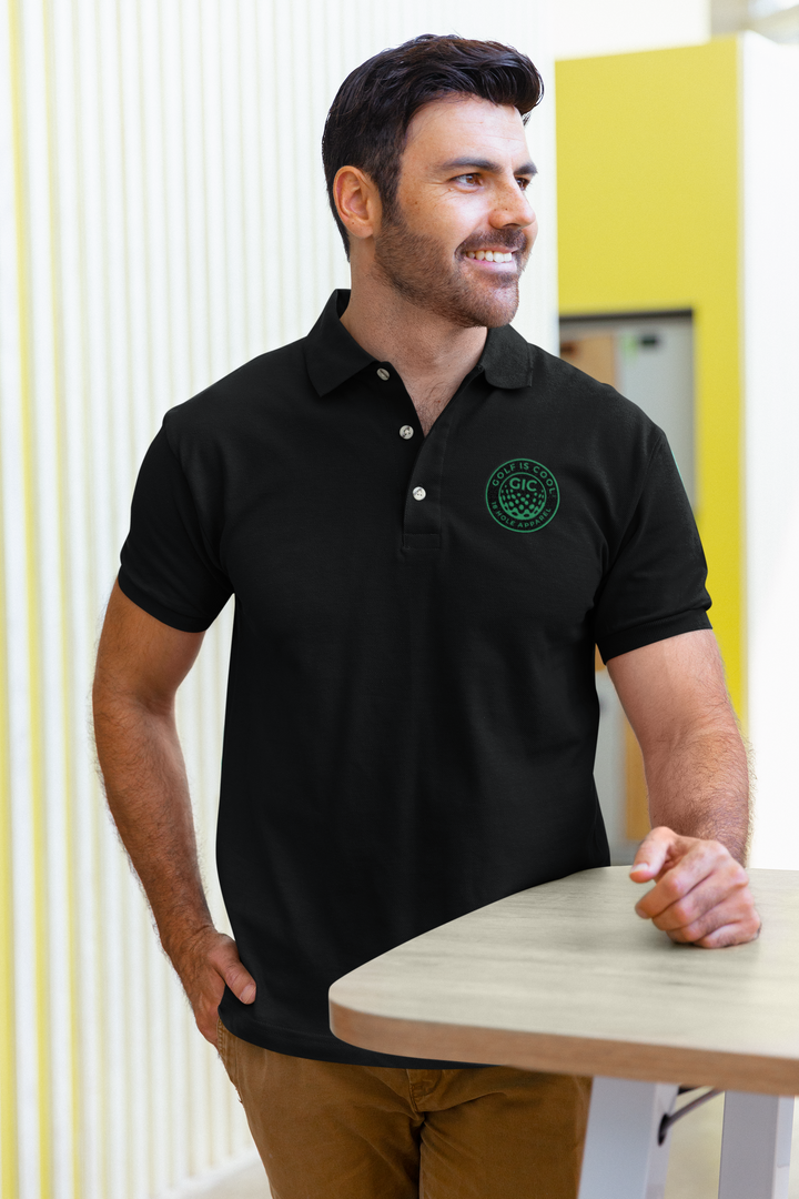 Golf is Cool 18 Hole Apparel Black Polo