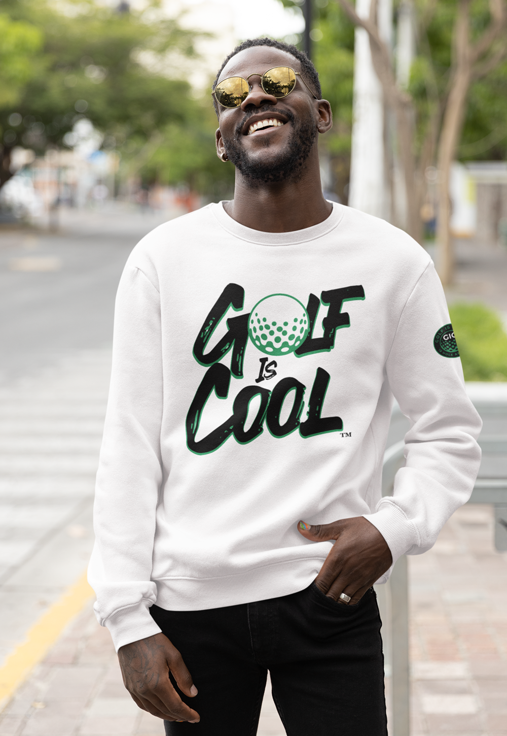 Golf is Cool Black/Green Logo Crewneck