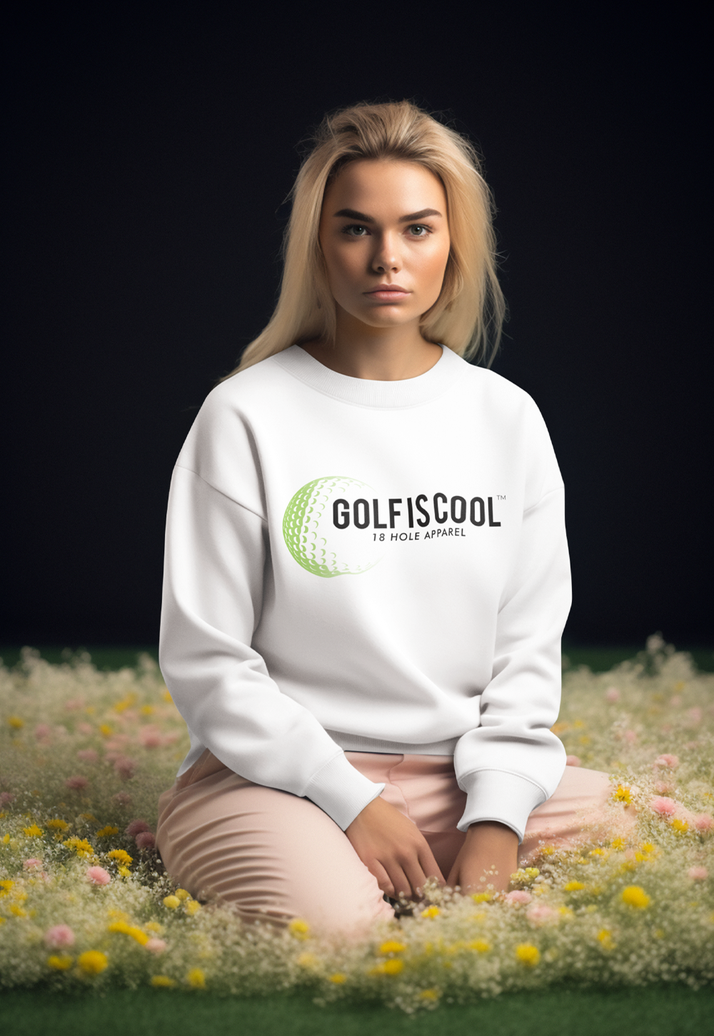 Golf is Cool Black/Green Logo Crewneck